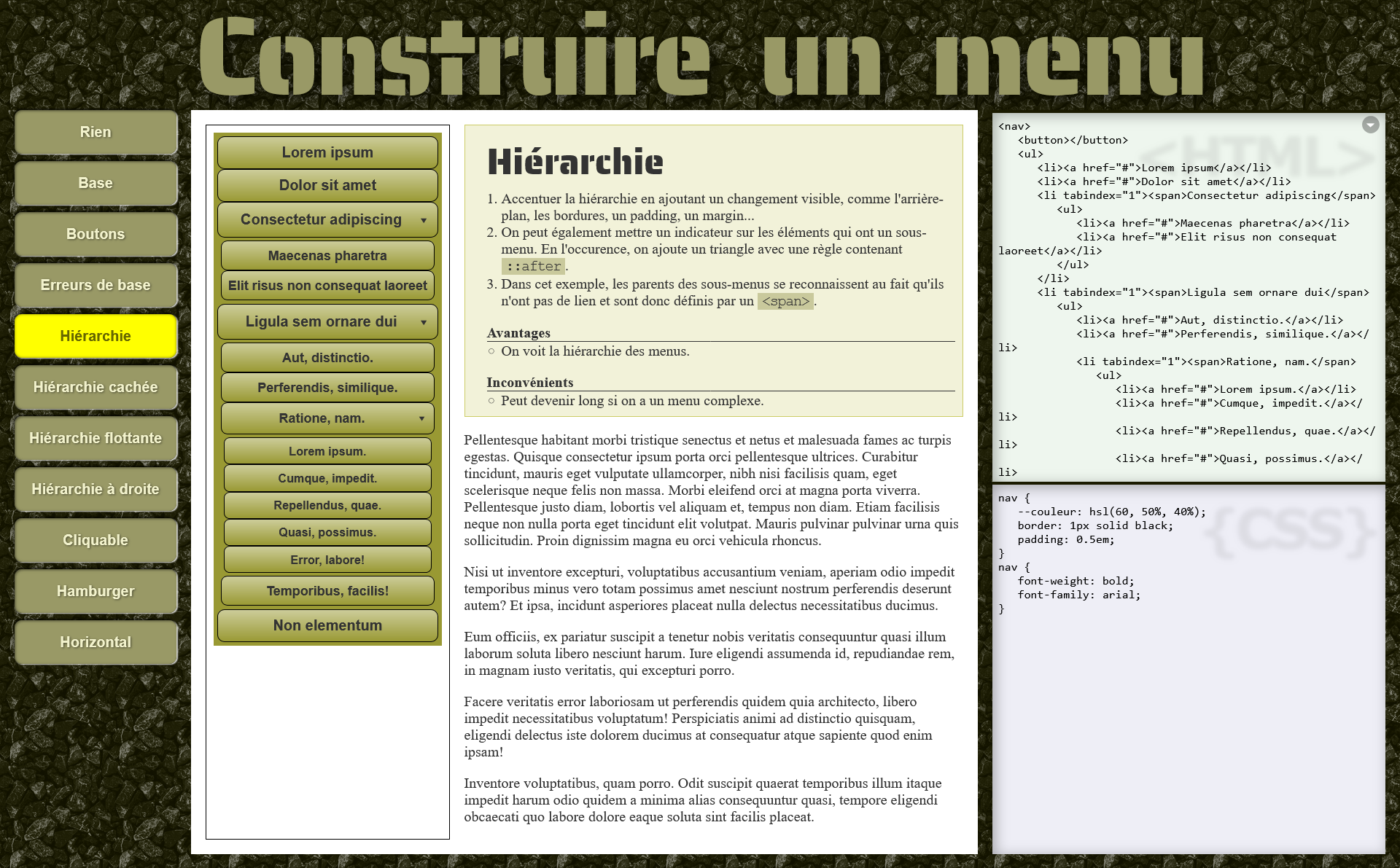 Encore plus sur les menus